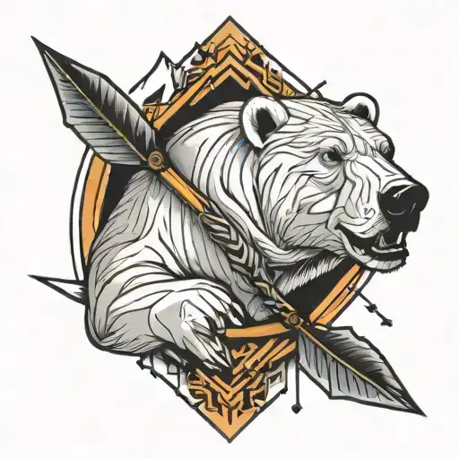 Polar Bear And Arrow Made With Lines