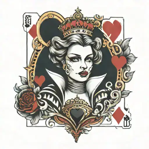 Queen Of Hearts Playing Card With Woman Inside
