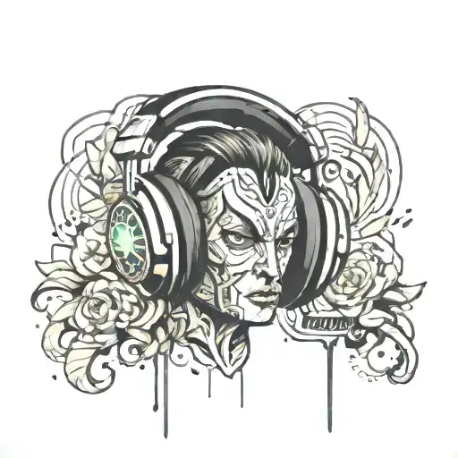Dj Headphones Marvel Comic Style Illustration