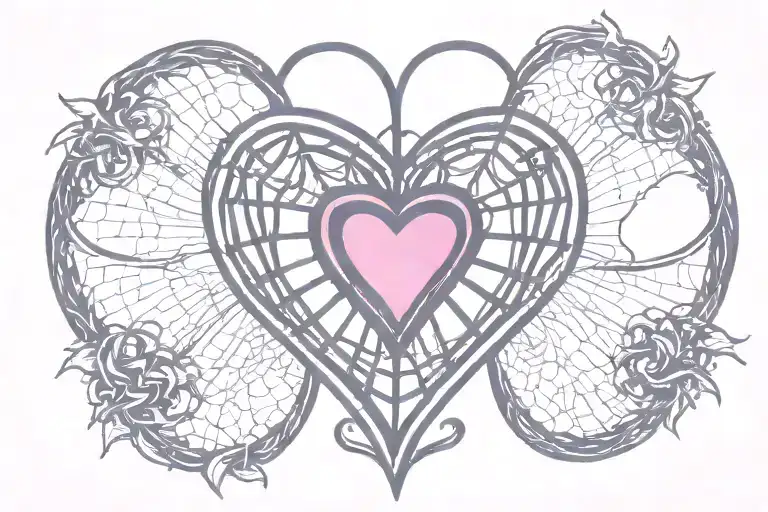 Spiderweb With A Heart In A Steel Bird Cage In The Center