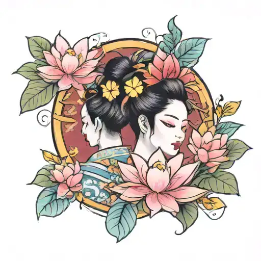 Geisha And Lotus