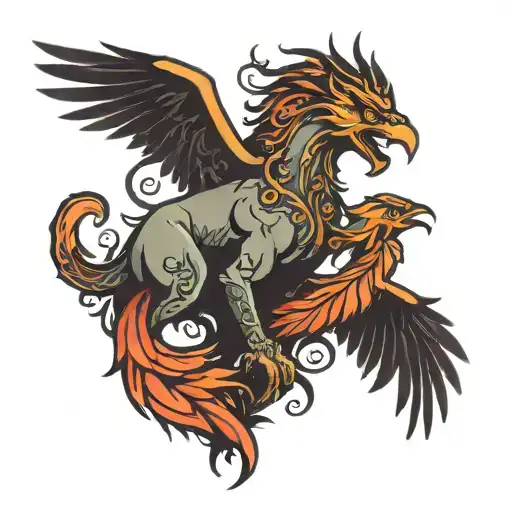 Griffin And Aurora In The Background Of A Man's Silhouette