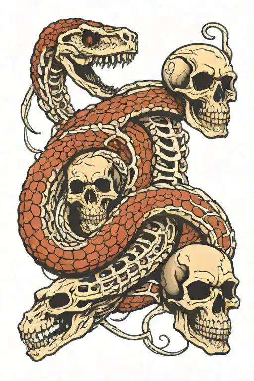 Two Snakes One A Skeleton And One Alive