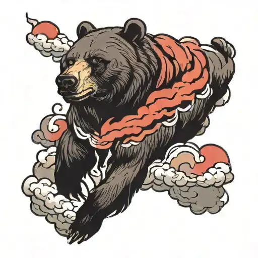 Bear And Red Clouds Floating