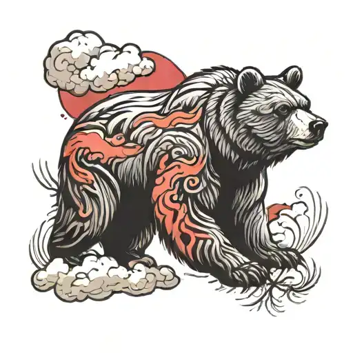 Bear With Red Clouds Surrounding