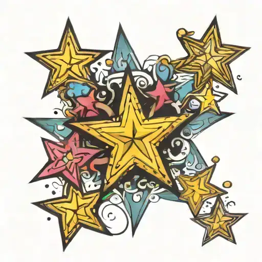 4 Little Stars Gradually Filling Colour Only