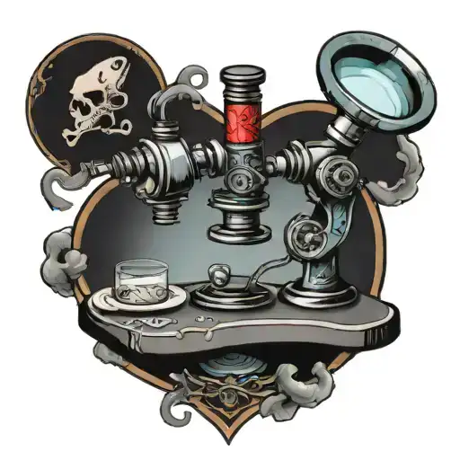 Microscope With Black Heart Background