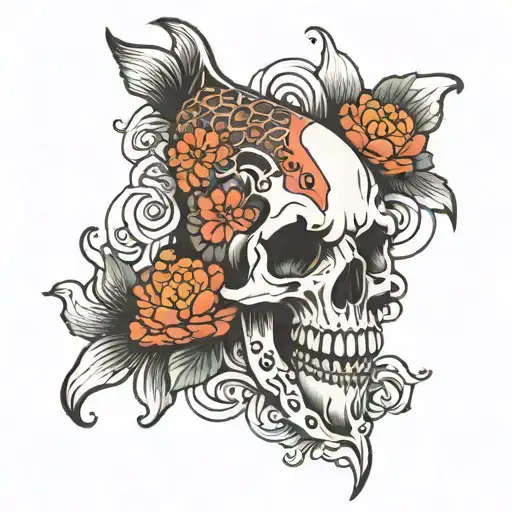 Koi Fish Skull Forearm