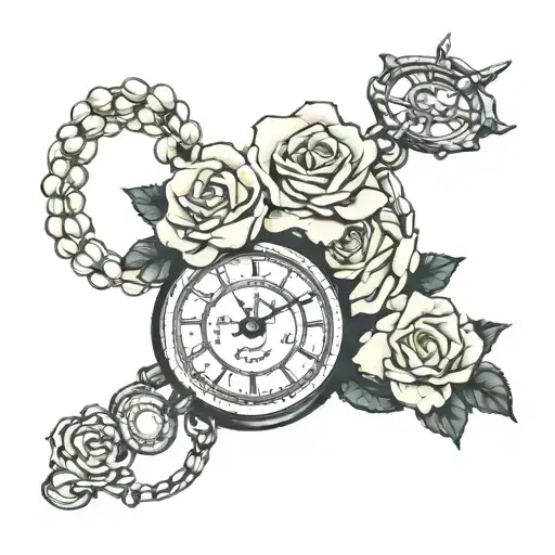 Roses Pearl Necklace Stop Watch
