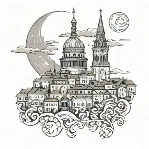 Galata Tower And Moon