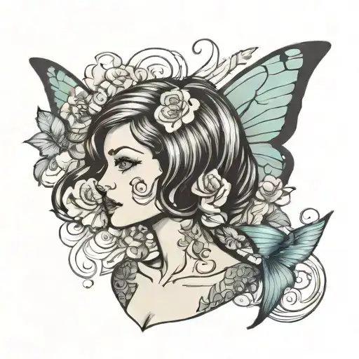 Short Haired Mermaid With Butterfly Wings