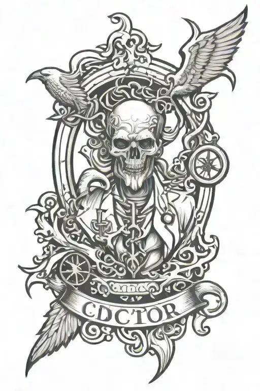 Plaque Doctor Holding Caduceus And Chaos Symbol