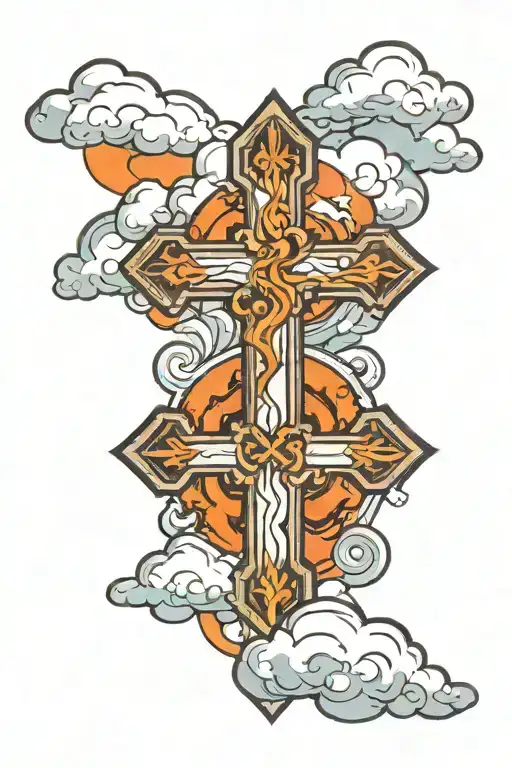 Christian Cross With Clouds