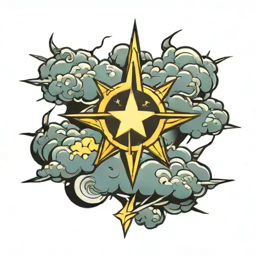 Cloud And Star And Lightning