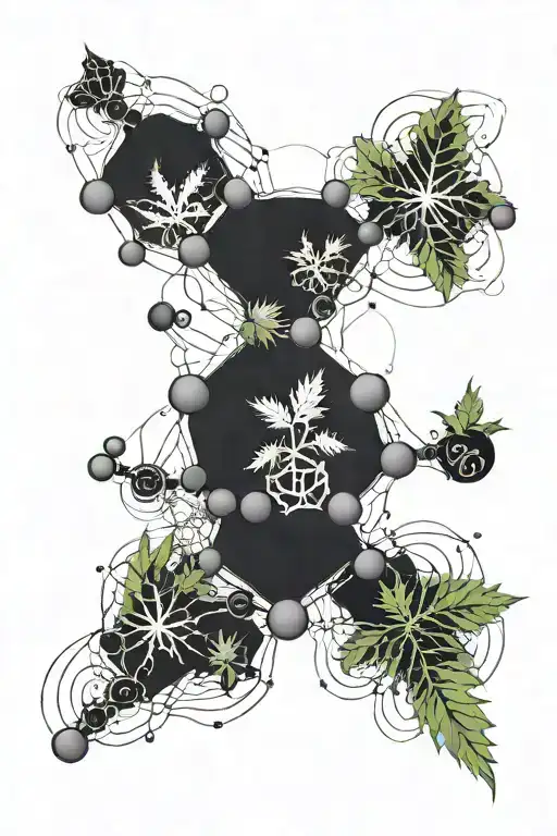 The Molecular Structure Of Thc In Black With A Gently Painted Cannabis Planted Lightly Overlayed