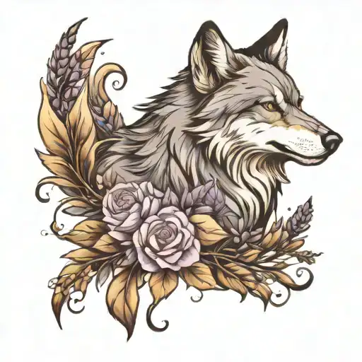 Wolf And Lavender Flower
