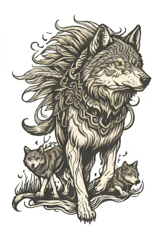 Wolf With Pack Roaming