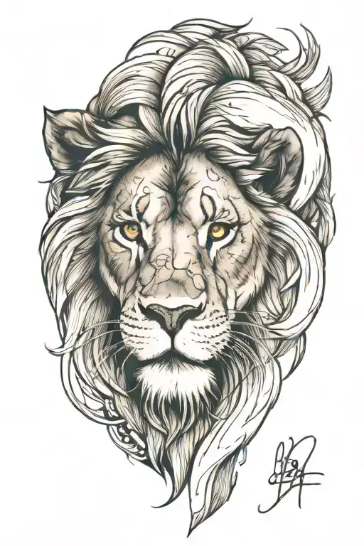 Male Lion With Hazel Colored Eyes And Scars On His Face Watching Over His Pride