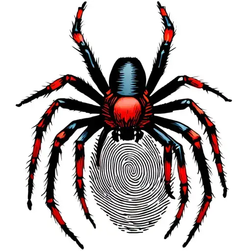 Black Widow Spider With Fingerprint On Back