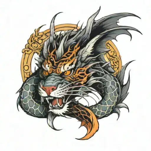 Dragon Wrapped And Tiger
