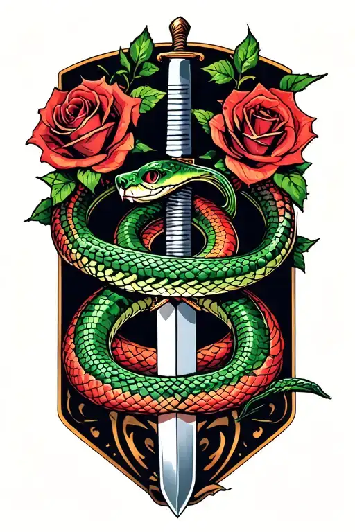 Snake And Sword And Roses