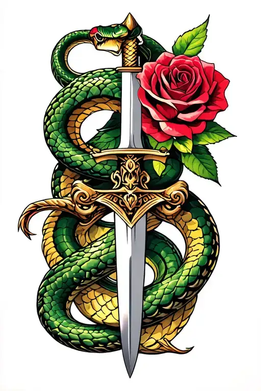 Snake And Sword And Roses