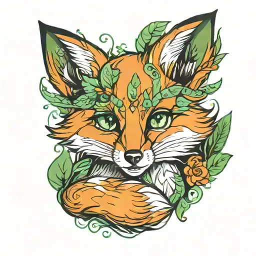Little Fox Sitting With Green Eyes
