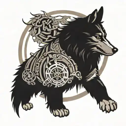 With The Name Hossein And A Cyborg Minimalistic Wolf Design