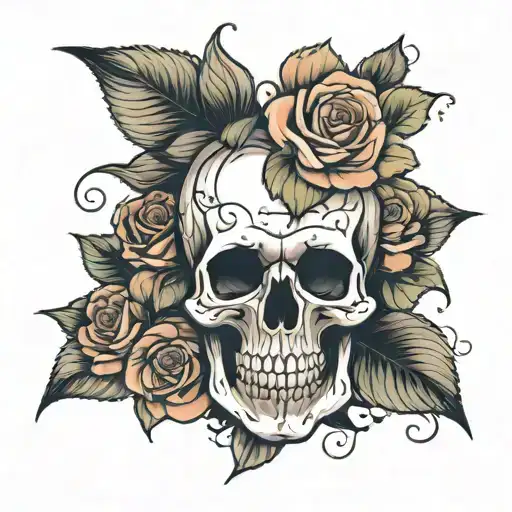 Skull With Blooming Roses