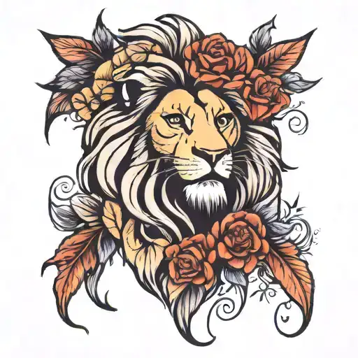 Lion King And Flower Side By Side