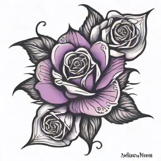 Melissa With 2 Purple Rose Intertwined