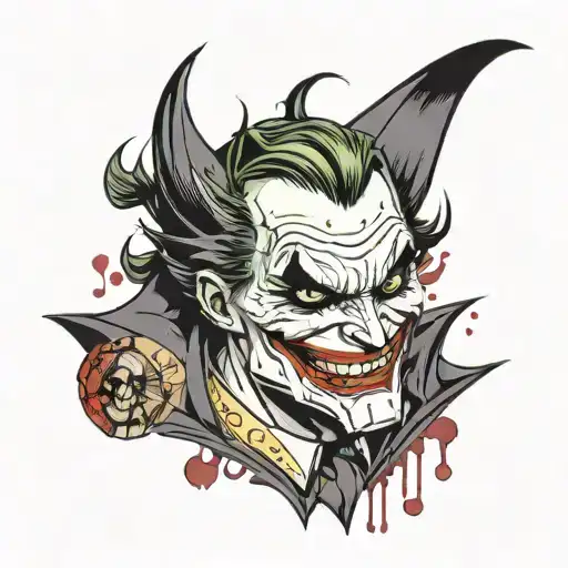 Batman Riping A Joker Card Deck And Smiling With Blood