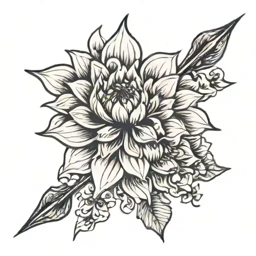 Dahlia Flower With Arrow Wrapped