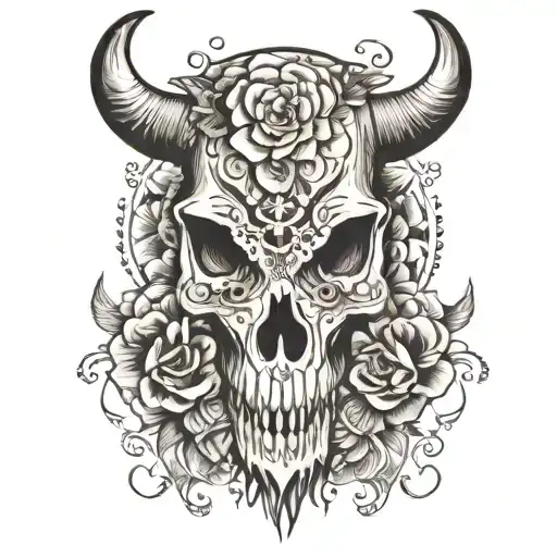 Bull Skull Sugar Skull Surrounded