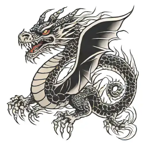 Japanese Style Cybor Dragon On Back