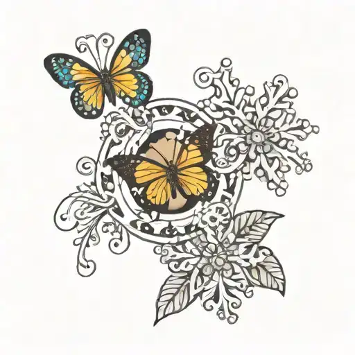 Fine Line Armband With Snowflakes And Butterfly