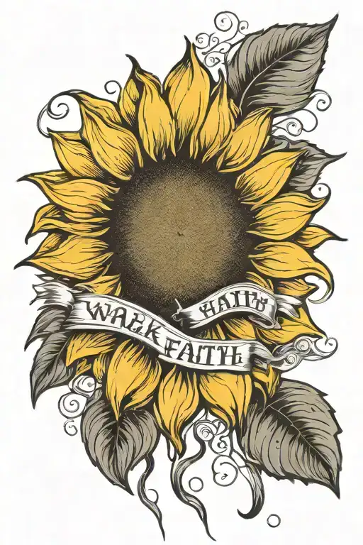 Sunflower With Words Walk By Faith Combined Together