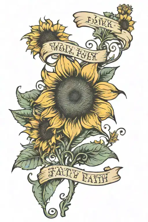 Sunflower With Words Walk By Faith Combined Back Piece
