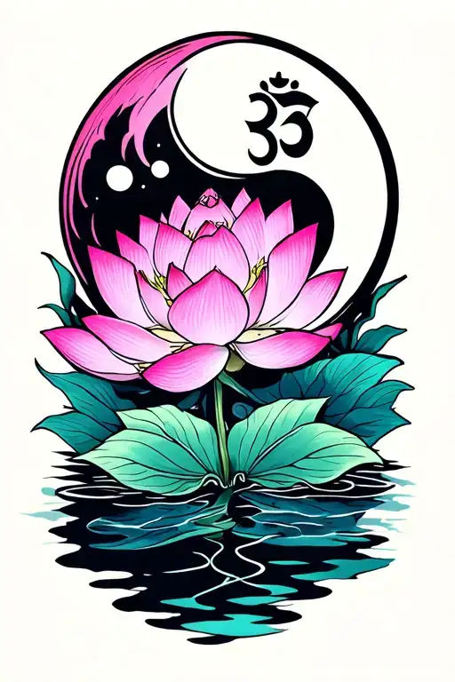 Lotus With Unalome Aum Moon