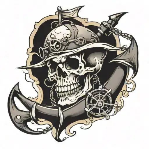 Skull Ship Anchor Dollar