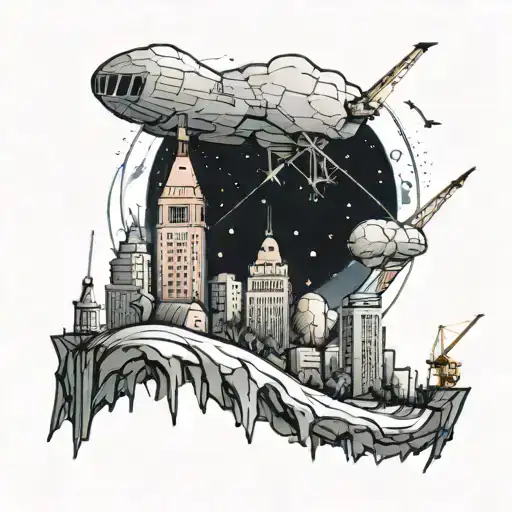 A Futuristic Cityscape On A Space Rock With Construction Cranes Reaching For The Stars