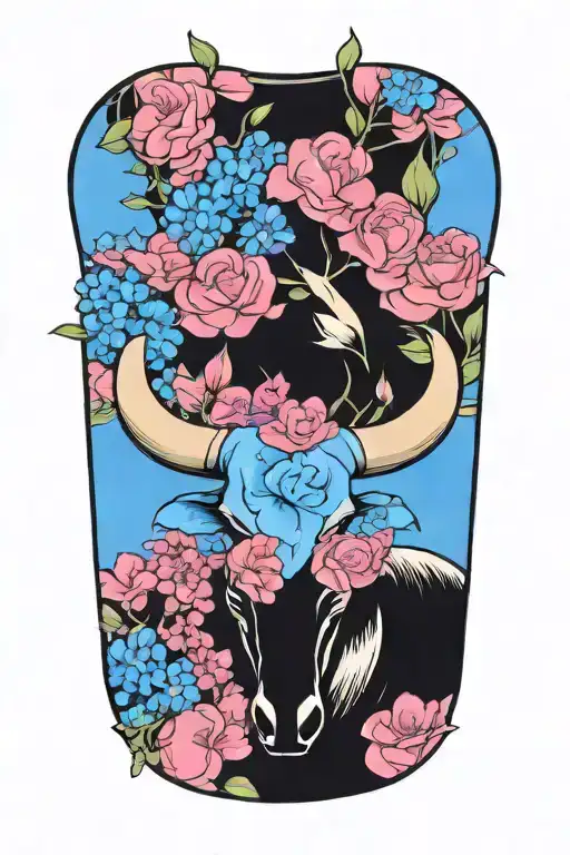 Long Horn And Blue Bonnets Incorporated Into The Design