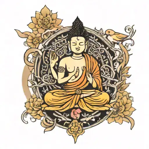 Create An Image About Buddhism To Cover The Entire Right Arm