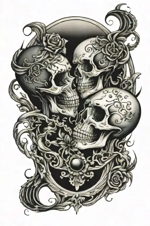 Skull Lovers Kissing Darkness Dark Moon