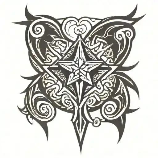 Tribal Wings With A Small Diamond Shaped Star In The Middle