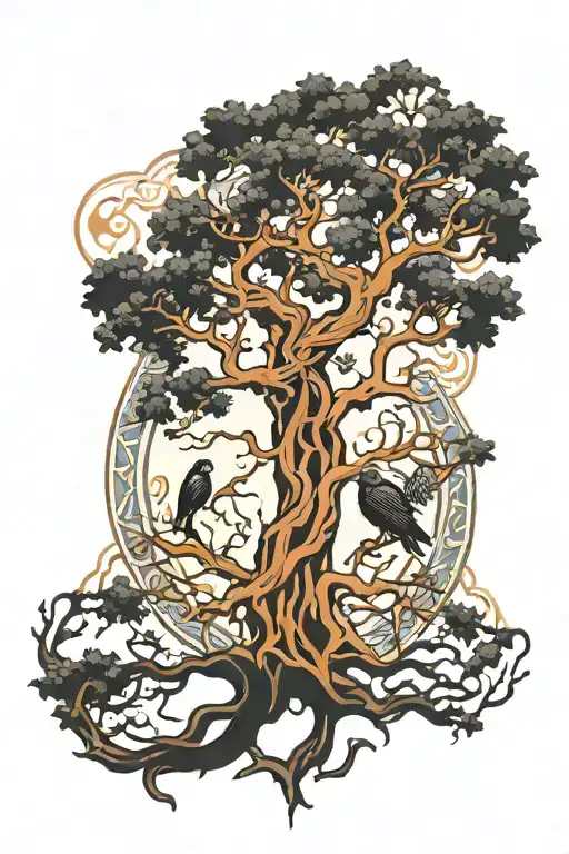 Hugin Munin Yggdrasil Tree