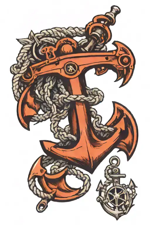 Harley Flh With Navy Anchor Intertwined