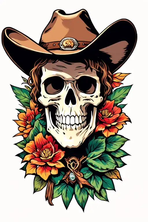 Neo Traditional Skeleton Cowboy