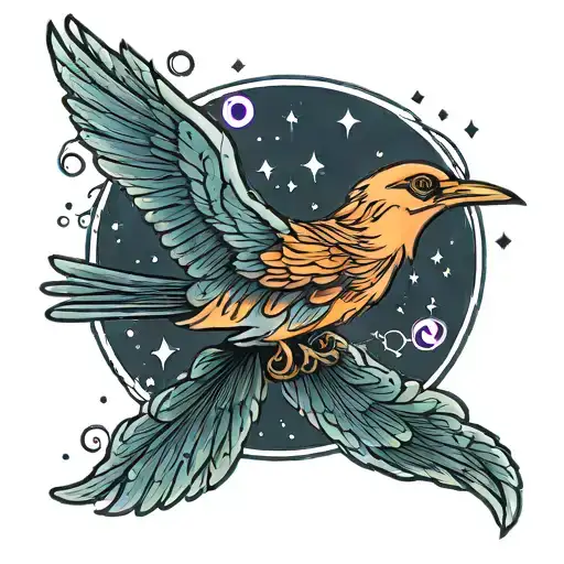 Bird Flying In The Night Sky