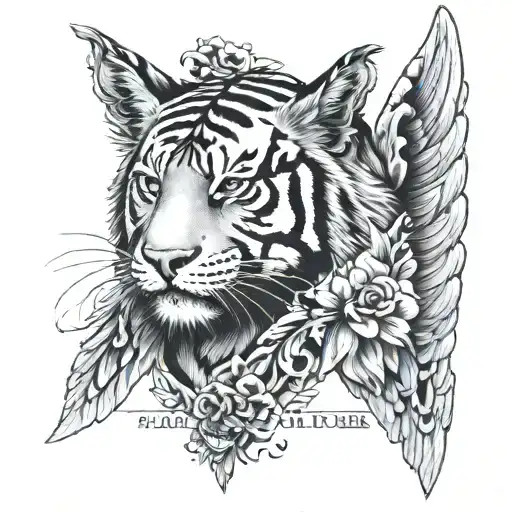 Tigers Head With Angel Wings Behind It And Thatcher Written Underneath